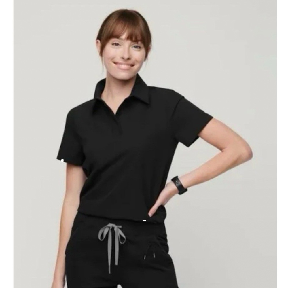 Figs Black Women’s Short Sleeve Polo Scrub Top Size XS Like New!